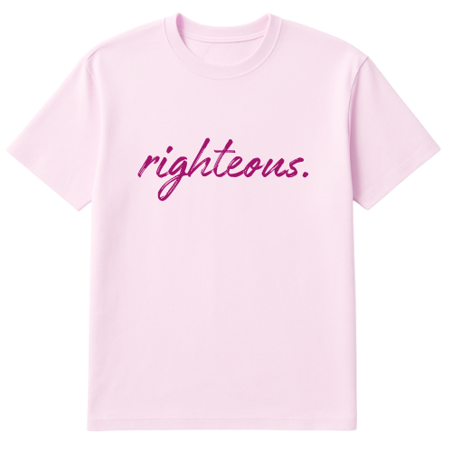 Pink “Righteous” Unisex T-Shirt (Dark Pink /Purple Lettering)
